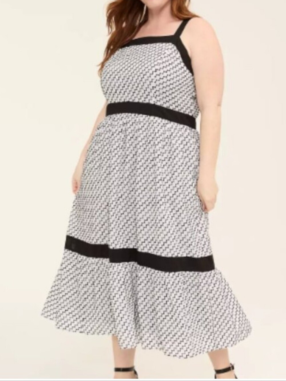Lane Bryant Square Neck Adjustable Strap Midi Sun Dress